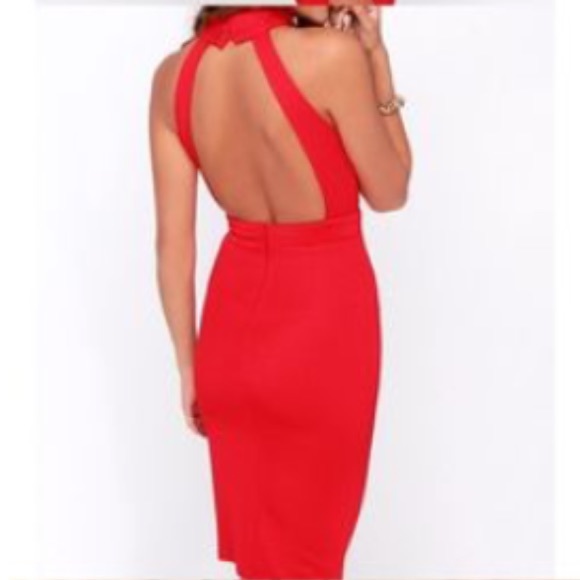 Lulus Red Halter Bodycon Backless Dress - Picture 3 of 8